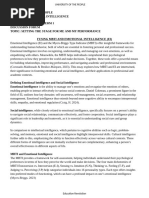 Discussion Forum Week 1 Unit 1 Psyc 1205 - Emotional Intelligence