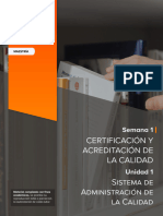 Certificación Y Acreditación de La Calidad: Semana 1