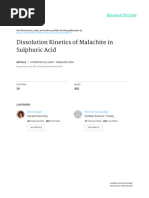 Dissolution Kinetics of Malachite in Sulphuric Acid (Bingol and Canbazoglu, 2004)