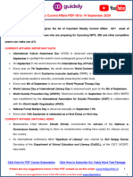 Important Weekly Current Affairs PDF 08 To 14 September 2024