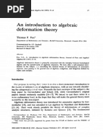 An Introduction To Algebraic Deformation Theory: Thomas F. Fox