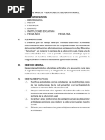 PLAN de TRABAJO Semana de La Educaicon Rural