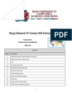 King Edward VI Camp Hill School For Boys: Economics Department Handbook 2022-23