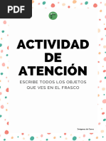 Actividad de Atencion Escribe Todos Los Objetos Del Frasco