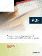 Avis Scientifique Sur Les Programmes de Formation Aux Habiletés Parentales en Groupe