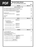 Baroda Public School: Subject: 1 Unit Testpaperpattern-2024-25 Std. 8 English Marks - 30 Section-A (Text Book & SR)