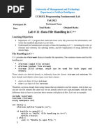 Lab # 11 Data File Handling in C++