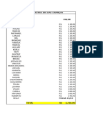 Estruturas Dos Valores Dos Extras Dod Diad 10 Dia 11 e Dia 12