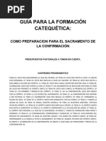 Guía para La Formación Catequetica en Preparacion A La Confirmación