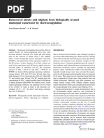 (2015) Removal of Nitrate and Sulphate From Biologically Treated Municipal Wastewater by Electrocoagulation