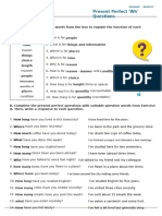 Present Perfect WH Questions Worksheet 3