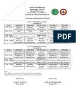 1st Quarter Exam Schedule Grade 11