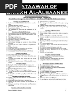 Fataawah of Shaikh Al-Albaanee: Translated and Arranged By: Isma'eel Alarcon Proofread and Verified By: Muhammad Zorkane