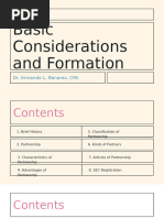 Basic Considerations and Formation