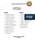 Grade 9-Modest List of Students