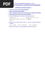 MATLAB Programming - BEC358B - Important Questions - Module Wise - 1