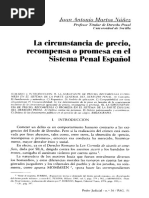 La Circunstancia de Precio, Recompensa o Promesa en El Sistema Penal Español