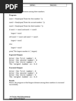 Python Lab Record