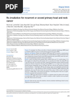 Re-Irradiation: Recurrent or Second Primary Head and Neck Cancer