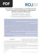 Re-Irradiation: Unresectable Recurrent Head and Neck Cancer - Using Helical Tomotherapy As Image-Guided Intensity-Modulated Radiotherapy