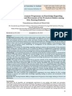 Efficacy of Enlightenment Programme On Knowledge Regarding Nesting On Posture and Movements of The Premature Babies Among B.Sc. Nursing Students