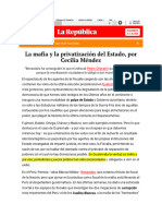 La Mafia y La Privatización Del Estado, Por Cecilia Méndez _ Opinión _ La República