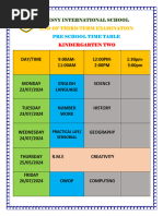 Pre School Exams Time Table T3 2024