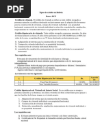 Tipos de Credito en Bolivia