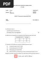 Quiz 3 Transportation Engineering