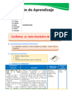 D4 A1 SESION COM. Planificamos y Escribimos Un Texto Descriptivo