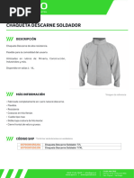 Chaqueta Descarne Soldador - Ficha Tecnica