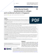 Development of The Mental Health Peer Support Questionnaire in Colleges and Vocational Schools in Singapore