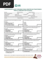 Cuestionario de Riesgo de Consumo de Alcohol (AUDIT) - IMSSB