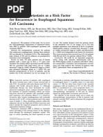 Intramural Metastasis As A Risk Factor For Recurrence in Esophageal Squamous Cell Carcinoma