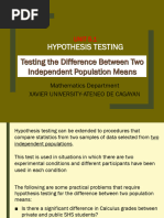 Unit 5.1 Testing The Difference Between Two Independent Population Means