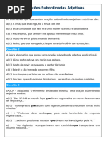 Exercícios Orações Subordinadas Adjetivas