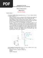 Homework 4: Shanghaitech University School of Information Science and Technology Ee115A Analog Circuits I