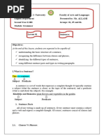 Grammar Lesson One Sentence Types