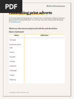 Annotating Print Adverts by Taughtly Worksheet