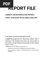 Project Report On Automatic Street Light Using LDR