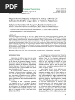 Physicochemical Quality Indicators of Akmay Safflower Oil Cultivated in The Dry Steppe Zone of Northern Kazakhstan