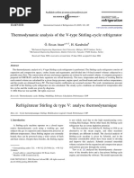 Thermodynamic Analysis of The V-Type Stirling-Cycle Refrigerator