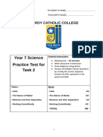 Practice Test For Yr 7 Science Task 2