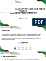 Chapter 7 - DEVELOPING THE ABILITY TO INFLUENCE OTHER PEOPLE'S "LEADERSHIP PERFORMANCE"