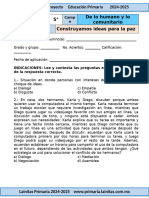 5to Grado Noviembre - Examen 08 Construyamos Ideas para La Paz (2024-2025)