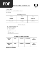 Historia Clínica de Psicología