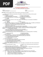 2nd QUARTER SUMMATIVE - MAPEH7