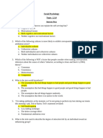 Social Psychology Mock Quiz