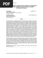 CRM Implementation in Indian Telecom Industry - Evaluating The Effectiveness of Mobile Service Providers Using Data Envelopment Analysis