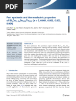 Fast Synthesis and Thermoelectric Properties of Bi Cu Se Te ( 0, 0.001, 0.002, 0.003, 0.004)